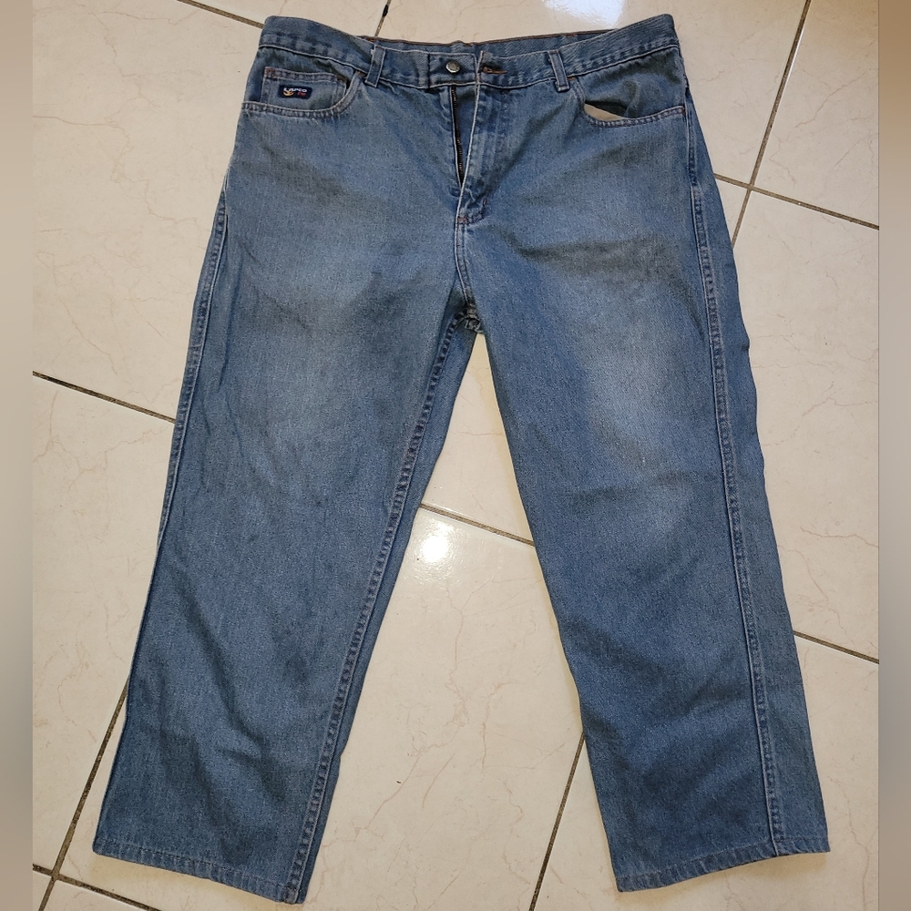 Lapco Fr Classic Blue Straight Jeans with Lived-In Look Size 38